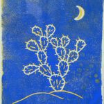 Kaktus, blau, Opuntie, Feigenkaktus, Styropordruck, Papier